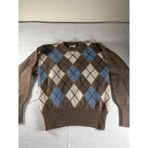Royal Chianti? Men's Tan Argyle Wool Crew Neck Sweater Size 42 Vintage Preppy